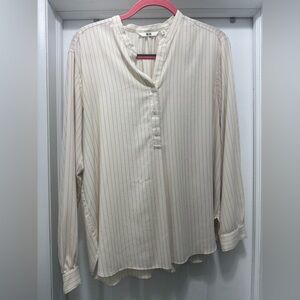 Uniqlo Cream Striped Button-Up Blouse